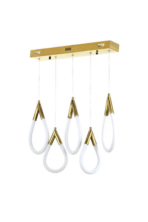 White Rose Gold Renkli, Ledli, 5li Sıralı Avize, Bs.4232-58-15