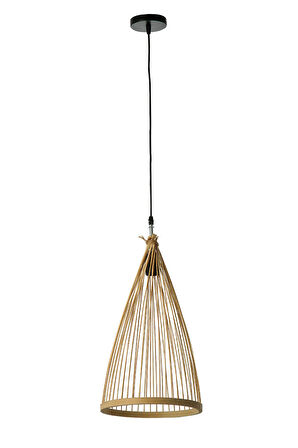 Rattan Style - Bambu Siyah Renkli, Hasır Şapkalı, Sarkıt Avize, E.4415-2