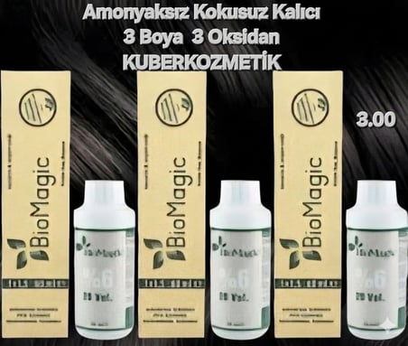 3.00 Koyu Kahve Organik İçerikli Amonyaksız Kalıcı Kokusuz Saç Boyası 3Boya 3Oksidan 