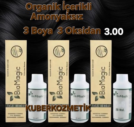 3.00 Koyu Kahve Organik İçerikli Amonyaksız Kalıcı Kokusuz Saç Boyası 3Boya 3Oksidan 