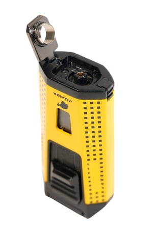 Cohiba Çift Torch Pürmüz Delicili Sarı Siyah Nokta Desenli Metal Puro Çakmağı - TR9536