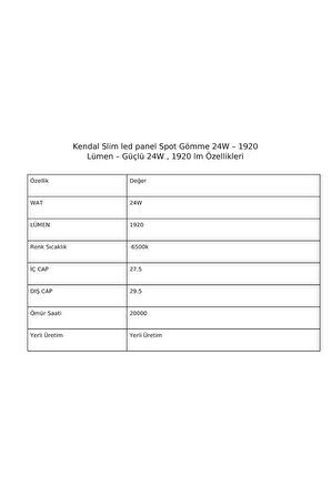 KDL 407 Slim LED Panel 2'li Spot Gömme 24W 1920 Lümen - Beyaz-6500K