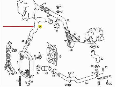 Mercedes Turbosarj Hortumu Ust V-Class 638/2 99>03 Vito 99>03 - Ucpa 10h125109