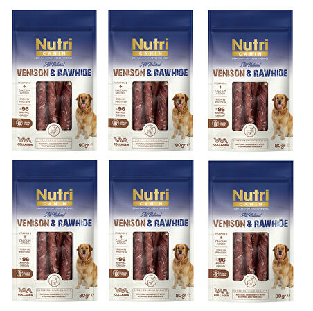 Nutri Canin Rawhide Geyik Eti Sargılı Kemik Köpek Ödülü 80 Gr. X 6 Adet