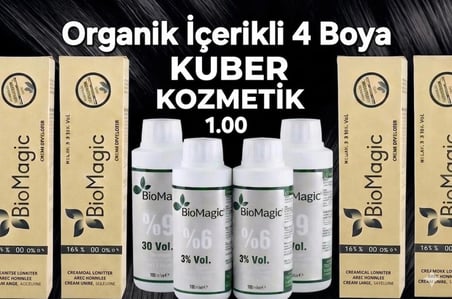 1.00 Siyah Organik İçerikli Amonyaksız Kalıcı Kokusuz Saç Boyası 4 Boya 4 Oksidan 