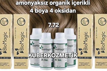 7.72 Küllü Kumral Organik İçerikli Amonyaksız Kalıcı Kokusuz Saç Boyası 4Boya 4Oksidan 