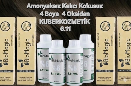 6.11 Yoğun Küllü Koyu Kumral Organik İçerikli Amonyaksız Kalıcı Kokusuz Saç Boyası 4Boya 4Oksidan 