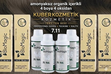 7.11 Yoğun Küllü Kumral Organik İçerikli Amonyaksız Kalıcı Kokusuz Saç Boyası 4Boya 4Oksidan 