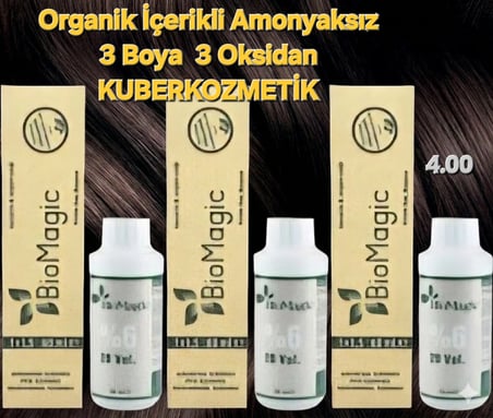 4.00 Kahve Organik İçerikli Amonyaksız Kalıcı Kokusuz Saç Boyası 3Boya 3Oksidan 