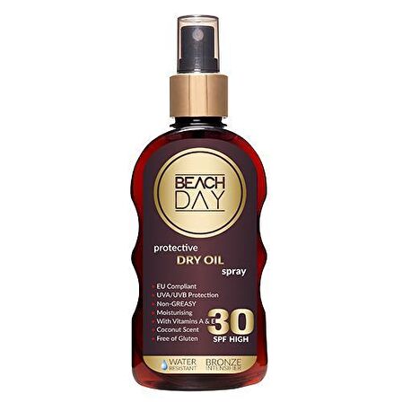 Beach Day Dry Oil 30 Faktör Hindistan Cevizi Yağı Suya Dayanıklı Bronzlaştırıcı Yağ 150 ml