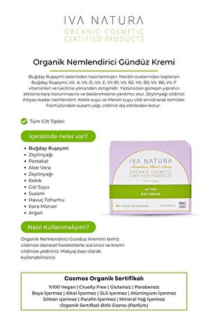 IVA NATURA Organik Nemlendirici Gündüz Kremi Buğday Ruşeymi ve Mürver Özlü 50ML