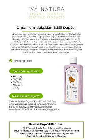 IVA NATURA Organik Antioksidan Etkili Duş Jeli Yeşil Çay Bitki Özlü 350ML