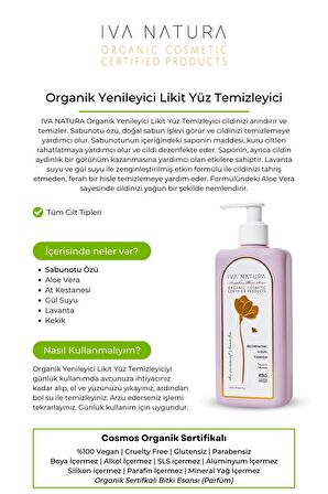 IVA NATURA Organik Yenileyici Likit Yüz Temizleyici Sabun Otu Özlü 350ML