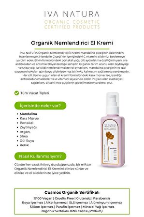 IVA NATURA Organik Nemlendirici El Kremi Mandalina Çiçeği Özlü 125 ML