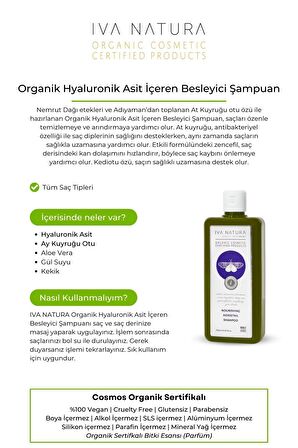 IVA NATURA Organik Hyaluronik Asit İçeren Besleyici Şampuan At Kuyruğu Bitkisi Özlü 350 ML