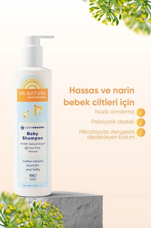 IVA NATURA Organik Bebek Şampuanı Aloe Vera & Rezene Özlü – Göz Yakmayan – Sülfatsız – 350 ml