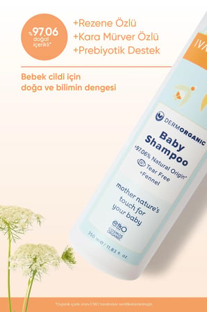 IVA NATURA Organik Bebek Şampuanı Aloe Vera & Rezene Özlü – Göz Yakmayan – Sülfatsız – 350 ml
