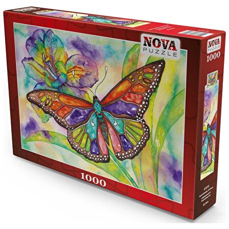 Nova Puzzle Renkli Kelebek, Suluboya 41015 12+ Yaş Küçük Boy Puzzle 1000 Parça