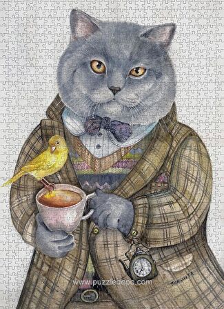 Nova İngiliz Beyefendisi Akşam Çayı 1000 Parça Puzzle (Kedi Puzzle)