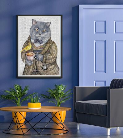 Nova İngiliz Beyefendisi Akşam Çayı 1000 Parça Puzzle (Kedi Puzzle)