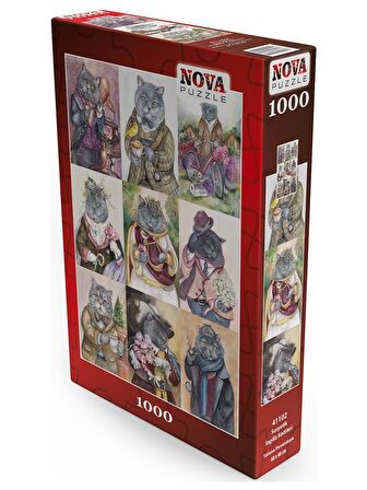 Nova Puzzle Sosyetik İngiliz Kedileri 12+ Yaş Küçük Boy Puzzle 1000 Parça