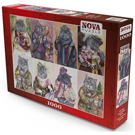 Nova Puzzle Süslü Kediler 12+ Yaş Küçük Boy Puzzle 1000 Parça