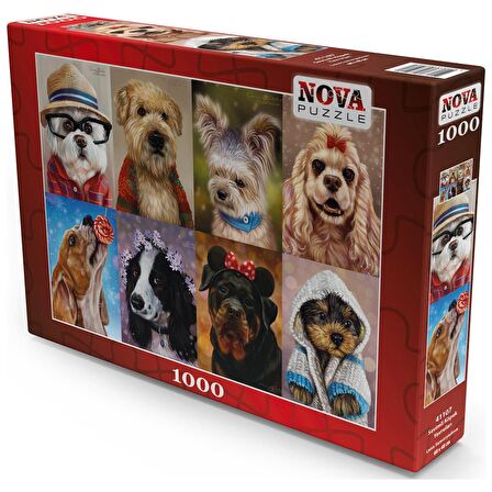 Nova Puzzle Sevimli Köpek Yavruları 12+ Yaş Küçük Boy Puzzle 1000 Parça