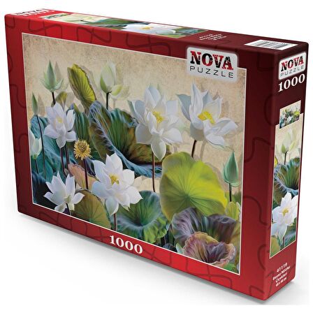 Nova Puzzle Beyaz Nilüfer Çiçekleri 12+ Yaş Küçük Boy Puzzle 1000 Parça