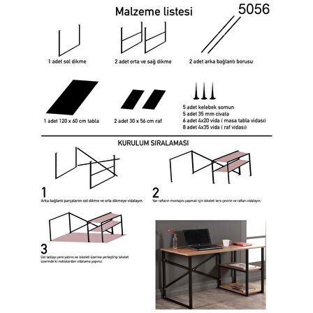 Çalışma Masası Raflı Bilgisayar Masası Ofis Sandalyesi Seti 1015