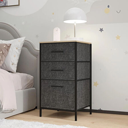 Çocuk 3 Çekmeceli Orta Boy Komodin Sehpa Füme 1602