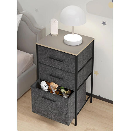 Çocuk 3 Çekmeceli Orta Boy Komodin Sehpa Füme 1602