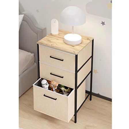 Çocuk 3 Çekmeceli Orta Boy Komodin Sehpa Çam 1604