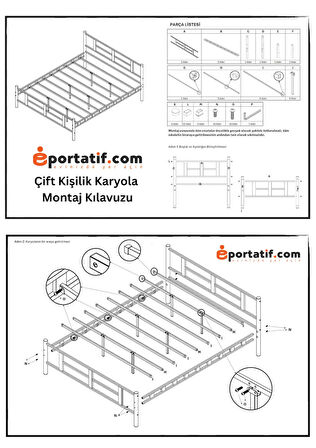 Gardenya Çift Kişilik Metal Karyola A Kalite, Ses Çıkarmaz ,Ölçülü Model Karyola