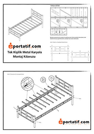 Gardenya Tek Kişilik Metal Karyola A Kalite, Ses Çıkarmaz ,Ölçülü Model Karyola