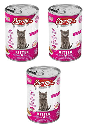 Tavuklu Yavru Yaş Konserve Kedi Maması 400 G - 3 Adet