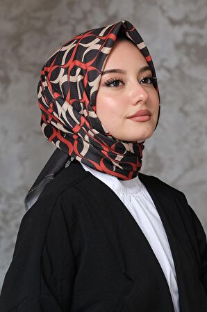 Afvente  Desenli Pamuk Eşarp Kırmızı