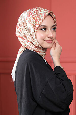 Afvente Desenli Pamuk Eşarp DP-218 Taba2-STD