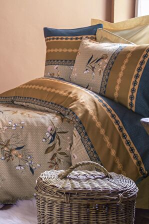 İssimo Home Nagoia 145 TC Çiçekli Pamuk Çift Kişilik Nevresim Takımı