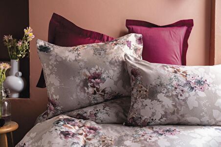 İssimo Home Poette 210 TC Çiçekli Pamuk Saten Çift Kişilik Nevresim Takımı