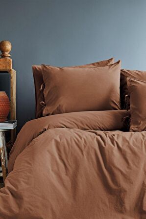 Savanna Yıkanmış %100 Pamuk Poplin Tarçın King Size Nevresim Takımı