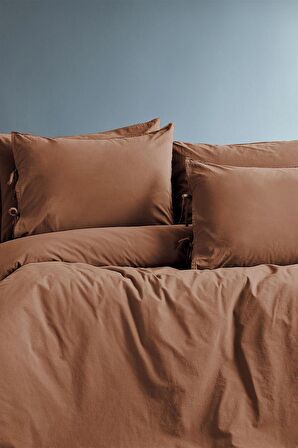 Savanna Yıkanmış %100 Pamuk Poplin Tarçın King Size Nevresim Takımı