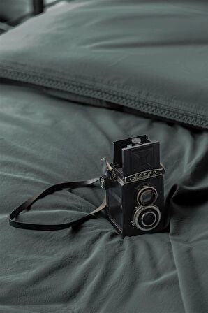 Drope Teal Green Yıkanmış %100 Pamuk Poplin  Çift Kişilik Nevresim Takımı