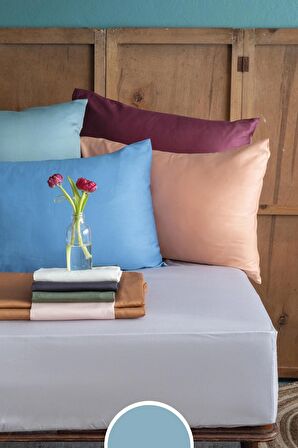 Simply Mint Blue Pamuk Saten Fitted Set 200*200/50*70