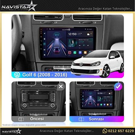 Volkswagen Golf 6 4GB + 64GB Android 13 Kablosuz Carplay 2008-2016 Navigasyon Multimedya Sistemi 