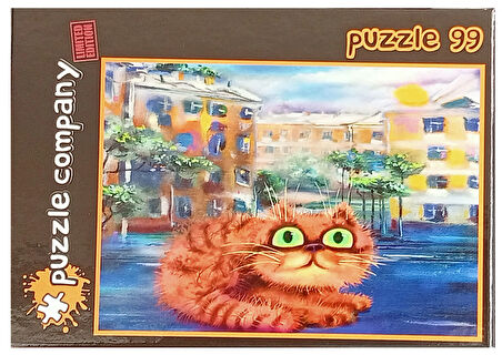 Yeşil Gözlü Turuncu Kedi 99 Parça Mini Puzzle  Minyatür Puzzle Serisi