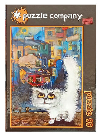 Beyaz Kedi 99 Parça Mini Puzzle  Minyatür Puzzle Serisi