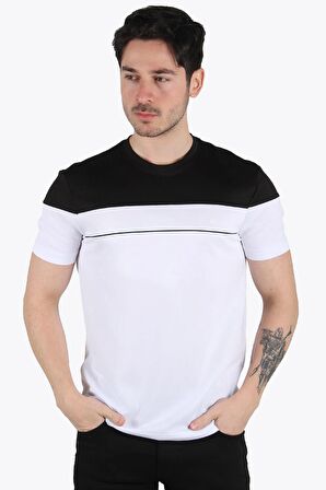 3743 Parçalı O Yaka Tshirt