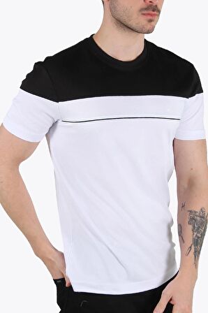 3743 Parçalı O Yaka Tshirt