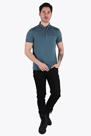 3535 Cepli Ayaklı Yaka T-shirt