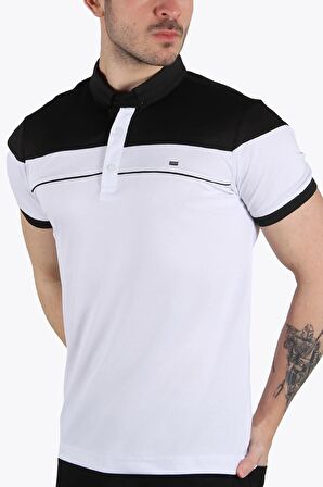 3714 Parçalı Ayaklı Yaka T-shirt